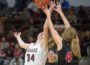 Ashley Drost battles under the rim against Newton on Friday night at home.