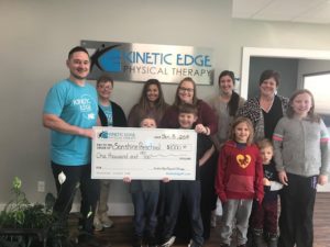 Kinetic Edge Physical Therapy presented Sonshine Preschool with a $1000 donation as part of their giving back program. (submitted photo)