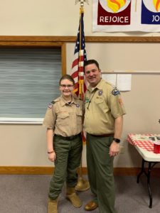 Annabelle Leonard, seen here with Matt Hill, Scout Executive of Mid-Iowa Council.