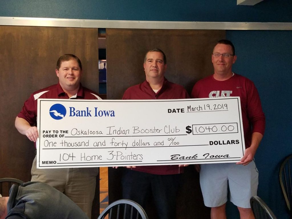 Bank Iowa Donates To Oskaloosa Booster Club Oskaloosa News