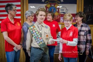Members of the VFW Auxiliary presented Gareth Stefanc a $200 donation on Friday afternoon. The donation will go towards the First Responders memorial.
