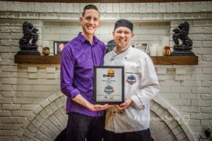 Matthew Gunn and Michael Glesener of Wood Iron Grille were awarded Best Burger in Iowa.