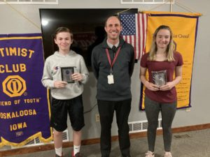 Snakenberg and Hoskinson were introduced by Student of the Trimester chair and middle school principal Mark Scholes. He presented the students with plaques and spoke of how each student had been nominated by school faculty. (submitted photo)
