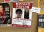 Xavior Harrelson Missing Person Poster hanging in a downtown Montezuma business.
