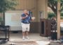 Tom Rielly greets the public at a plaque and space dedication at the Oskaloosa Library this past week.