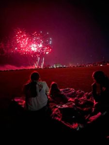 Pictured is the Barnhart family enjoying the fireworks from the soccer fields located on the grounds of the Lacey Sports Complex. (Barnhart photo)