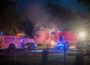 Fire crews extinguished what remains of the Wymore Church on Monday morning.