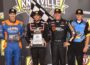 Victory Lane on Night #1 of the 31st Annual My Place Hotels 360 Knoxville Nationals presented by Great Southern Bank: Shane Golobic (2nd), Sam Hafertepe Jr. (1st), Lynton Jeffrey (3rd) (Paul Arch Photo)
