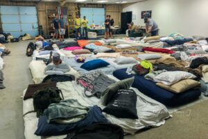 TJ LeMay opened up his business to allow volunteers a space to sleep in air conditioning.