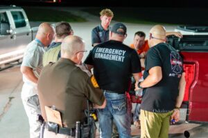 Emergency Managers from several counties, along with fire and law enforcement worked together to plot a course of action.