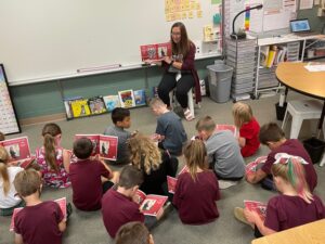 OES students see and learn about the Oskaloosa community from the 'Osky Pride' book published by Ann Fender. (photo submitted)