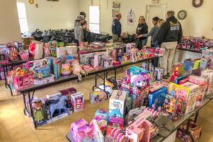 The Hope Chapel in Montegut, Louisiana was busy as toys were offloaded this past week.