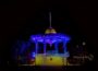 The Oskaloosa bandstand what lit with the colors of Ukraine this week as a sign of solidarity.