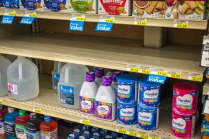 Less than normal stock of baby formula await caregivers in Iowa.