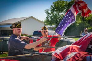 Veterans destroy flags in a ceremony this past week at the VFW in Oskaloosa.