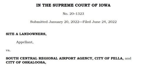 Iowa Supreme Court Ruling over regional airport agreement.