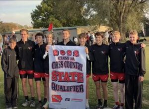 North Mahaska won the district cross country meet Thursday and will participate at state this Friday. Team members pictured include Larry Mohr, Andy Knockel, Ben Yang, Brayden Veiseth, Lane Harmon, Asher DeBoef, Nate Sampson, Clay Thompson and Kincaid Mitchell.