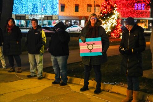 Community members gathered on the Oskaloosa square to remember the victims of transgender violence.