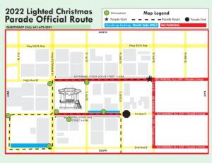 2022 Lighted Christmas Parade route. (click for larger view)