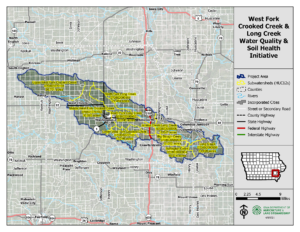 WQI efforts in the West Fork Crooked Creek and Long Creek watersheds, which cover areas of Keokuk, Washington and Louisa Counties, have been ongoing since 2014.