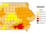 Drought conditions receded slightly in Iowa in the past week but is still widespread. (Courtesy of U.S. Drought Monitor)