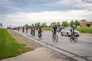 Naval Academy Class of '83 Riders take off out of Oskaloosa on their way to Annapolis. 