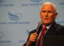 Former Vice President Mike Pence spoke at the Iowa Faith and Freedom Coalition’s annual fall banquet in Des Moines Sept. 16, 2023. (Photo by Robin Opsahl/Iowa Capital Dispatch)