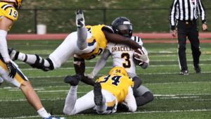 Oskaloosa, Iowa - November 11: during a NAIA men’s college football matchup between the William Penn University Statesmen and the Graceland University Yellowjackets at Statesmen Community Stadium on Saturday, Nov. 11, 2023. (Photo by Marcus Davis/William Penn Athletics)