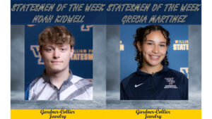 Men's bowler Noah Kidwell (Fr., Bettendorf, Iowa, Mechanical Engineering) and women's wrestler Grecia Martinez (So., Horizon City, Texas, Engineering) have been named the Statesmen of the Week for the week of November 6-12, presented by Gardner-Collier Jewelry.