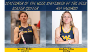 Men's track and field athlete Keaten Griffen (So., Longview, Texas, Industrial Technology) and women's wrestler Mia Palumbo (Jr., Oak Lawn, Ill., Exercise Science) have been named Statesmen of the Week for the week of November 27-December 3, presented by Gardner-Collier Jewelry.