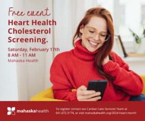 Free Community Cholesterol Screening Event at Mahaska Health 