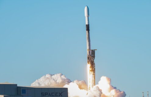 A U.S Space Force mission, carrying the first Weather System Follow-on Microwave (WSF-M) satellite, launches aboard a SpaceX Falcon 9 rocket from Space Launch Complex 4-East at Vandenberg Space Force Base, Calif., April 11, 2024. (U.S. Space Force photo by Airman 1st Class Olga Houtsma)