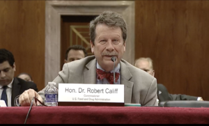 U.S. Food and Drug Administration Commissioner Robert Califf testifies before the U.S. Senate Agriculture Appropriations Subcommittee on Wednesday, May 8, 2024. (Screenshot from Senate livestream)