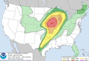 Severe weather is forecast for Mahaska County and Oskaloosa today, May 21st, 2024.