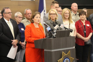  Iowa Attorney General Brenna Bird held a news conference at the Polk County Sheriff’s Office June 18, 2024 announcing the creation of the cold case unit within the AG’s office. (Photo courtesy the Iowa Attorney General’s Office)