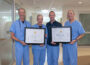 Mahaska Health Surgeons with Iowa Center of Excellence Awards for General Surgery and Surgical & Medical Oncology (l-r), Dr. Kollmorgen, Oncology Medical Director & Vice President of Medical Affairs, Dr. Riggs, General Surgeon, Dr. Van Maanen, Surgery Medical Director, and Dr. Breon, Chief Medical Officer.