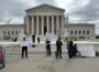 Protesters outside the U.S. Supreme Court on April 25, 2024, during oral arguments on a presidential immunity case. (Photo by Jane Norman/States Newsroom)