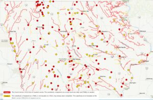The U.S. Environmental Protection Agency partially approved Iowa’s 2024 list of impaired waters and added seven additional water segments to the list of impaired waters shown on this map. (Map courtesy of Iowa DNR)