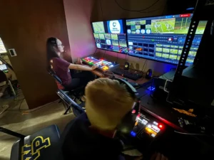 Students in the Oskaloosa Video Productions program take charge behind the scenes, directing, producing, and operating cameras during a live production. The program recently earned regional honors for its outstanding student-led video production team, showcasing the hands-on experience and career-ready skills students gain through the course. 