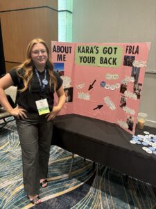 Oskaloosa High School junior Kara Harman, pictured at recent FBLA events and the Iowa State Leadership Conference, now serves as the District 5 Vice President for Iowa FBLA. As she helps lead statewide initiatives and plans to host the District 5 conference in Oskaloosa, Harman is also playing a key role in growing her school’s young FBLA chapter, all evidence that student leadership is thriving in Oskaloosa.