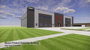 Musco Corporation is expanding its footprint in Oskaloosa with the construction of a new product reliability building at 500 High Avenue West