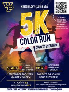 William Penn University’s Kinesiology Club and ASA are inviting students, families, and community members to take part in a colorful celebration of wellness and school spirit during the William Penn College & Community 5K Color Run, set for Saturday, September 20, 2025.