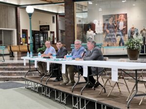 Left to right, Andy Holmberg, Nick Ryan, Javin Sword, and Dave Krutzfeldt participated in a recent Oskaloosa City Council Candidate Forum.