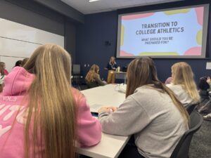 High school female athletes from schools across the region take part in breakout sessions during the Female Athlete Summit in Oskaloosa, collaborating, learning, and connecting with peers in a day focused on leadership, confidence, and growth.