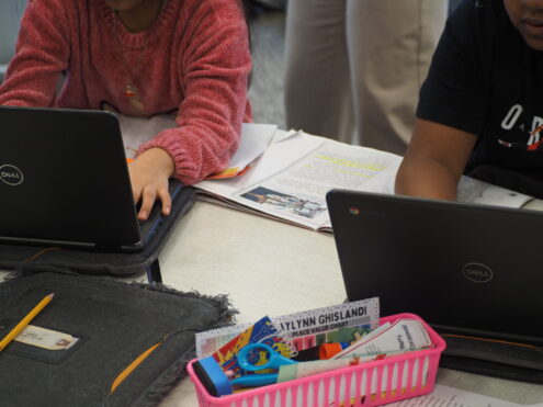 Students worked on laptops as they completed a class assignment at Broadway Elementary School in Denison Jan. 7, 2026. (Photo by Robin Opsahl/Iowa Capital Dispatch)
