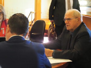  Iowa Sen. Ken Rozenboom, R-Oskaloosa, led a subcommittee meeting Feb. 18, 2026 on continuing state appropriations in years where the Iowa Legislature does not approve a budget by the new fiscal year. (Photo by Robin Opsahl/Iowa Capital Dispatch)
