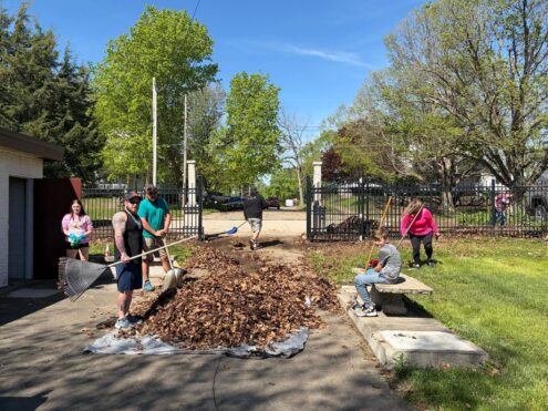 Osky YSF recently held a clean up effort at the old Oskaloosa Community Stadium. (photo courtesy Erica Silvers)