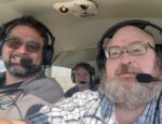 From left to right, Jeff and Elizabeth Jorgensen, and Ken Allsup with Oskaloosa News on a recent flight over Pella and Oskaloosa Iowa.