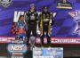 Aaron Reutzel topped Donny Schatz (R) and Rico Abreu (L) at Saturday's $20,000 Stars & Stripes Salute at Knoxville Raceway (Mark Funderburk Photo)