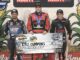 Kyle Cummins bested Justin Grant (L) and Brady Bacon (R) for $10,000 Friday in the Avanti Windows & Doors Corn Belt Clash at Knoxville Raceway (Paul Arch Photo)